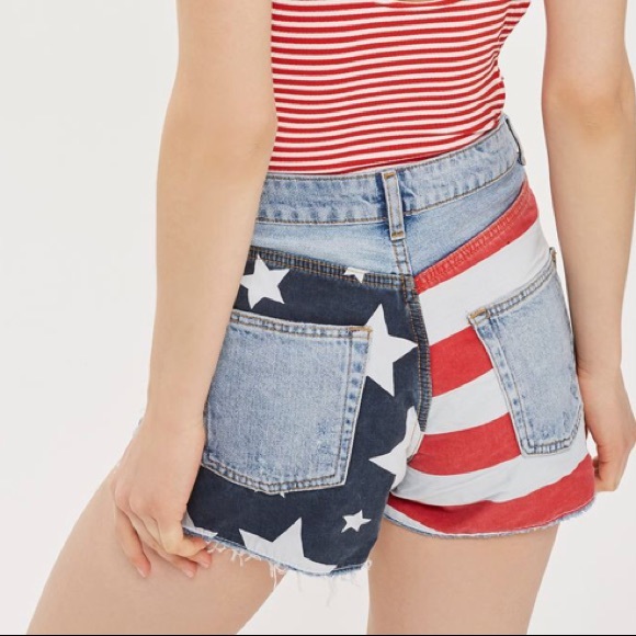 Topshop Pants - Topshop Moto American Flag Shorts